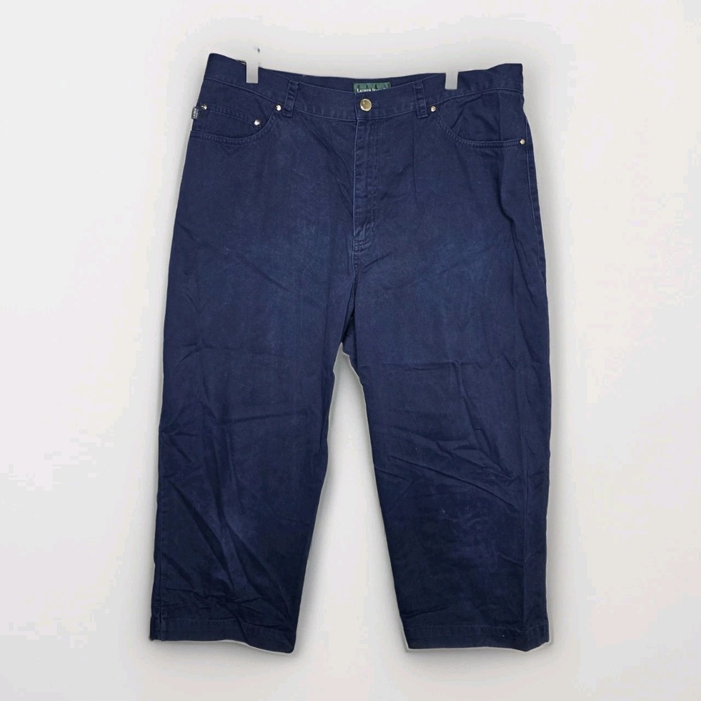 Lauren Jeans Co Ralph Lauren Chino Capri Pants 16 Navy Blue Cotton Mid Rise